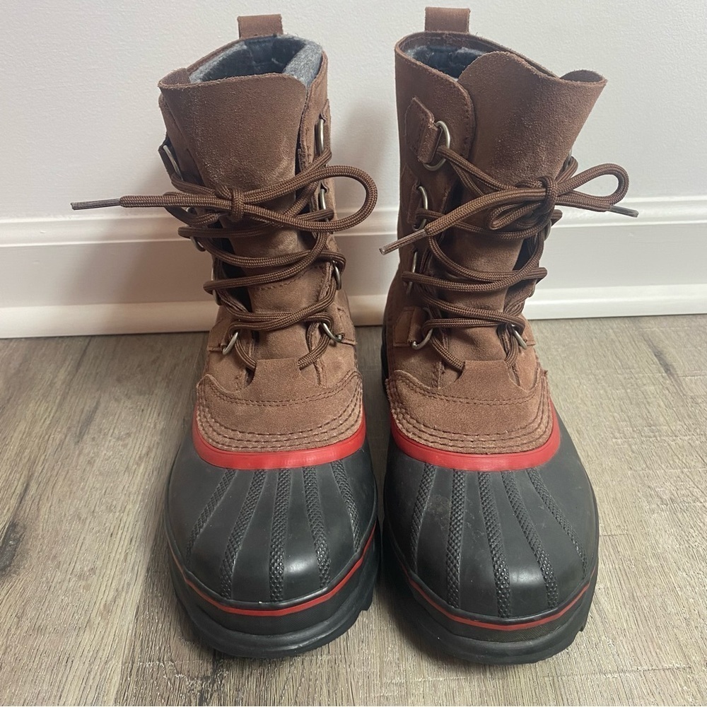 Sorel Brown Suede Rubber Sudbury Snow Winter Boot Waterproof Rubber Lace Up Sz 7 - Picture 3 of 12